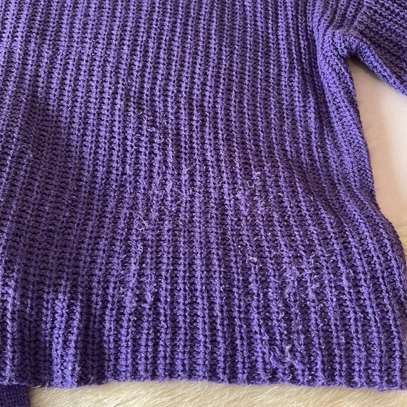 FOREVER 21 Purple S Slouchy Lace Up Back Box Sweater Cable Knit Scoop Neck - Picture 15 of 15